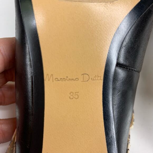 MASSIMO DUTTI Black Leather Snakeskin Pointed Toe Slip-On‎ Kitten Heel Size 35 - Picture 11 of 11